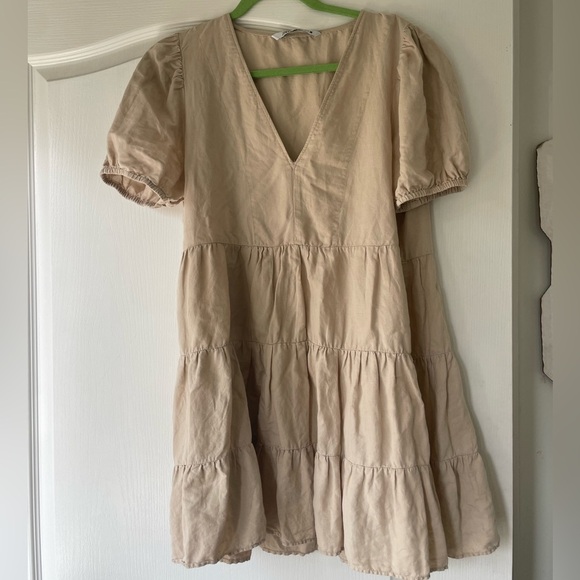 LINEN BLEND TIERED DRESS - Picture 6 of 7